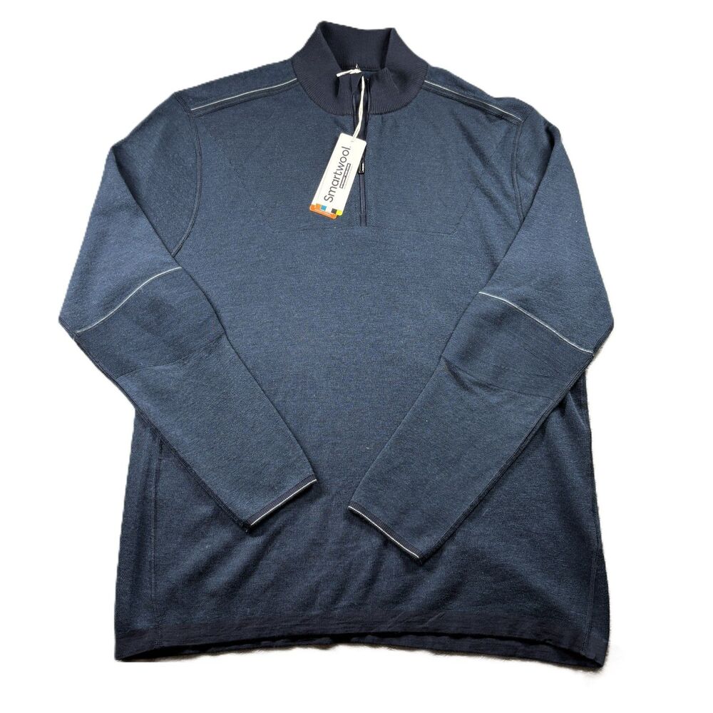 Smartwool Men Intraknit Thermal Merino 250 1/4-Zip Top Pullover Navy XXL Q219